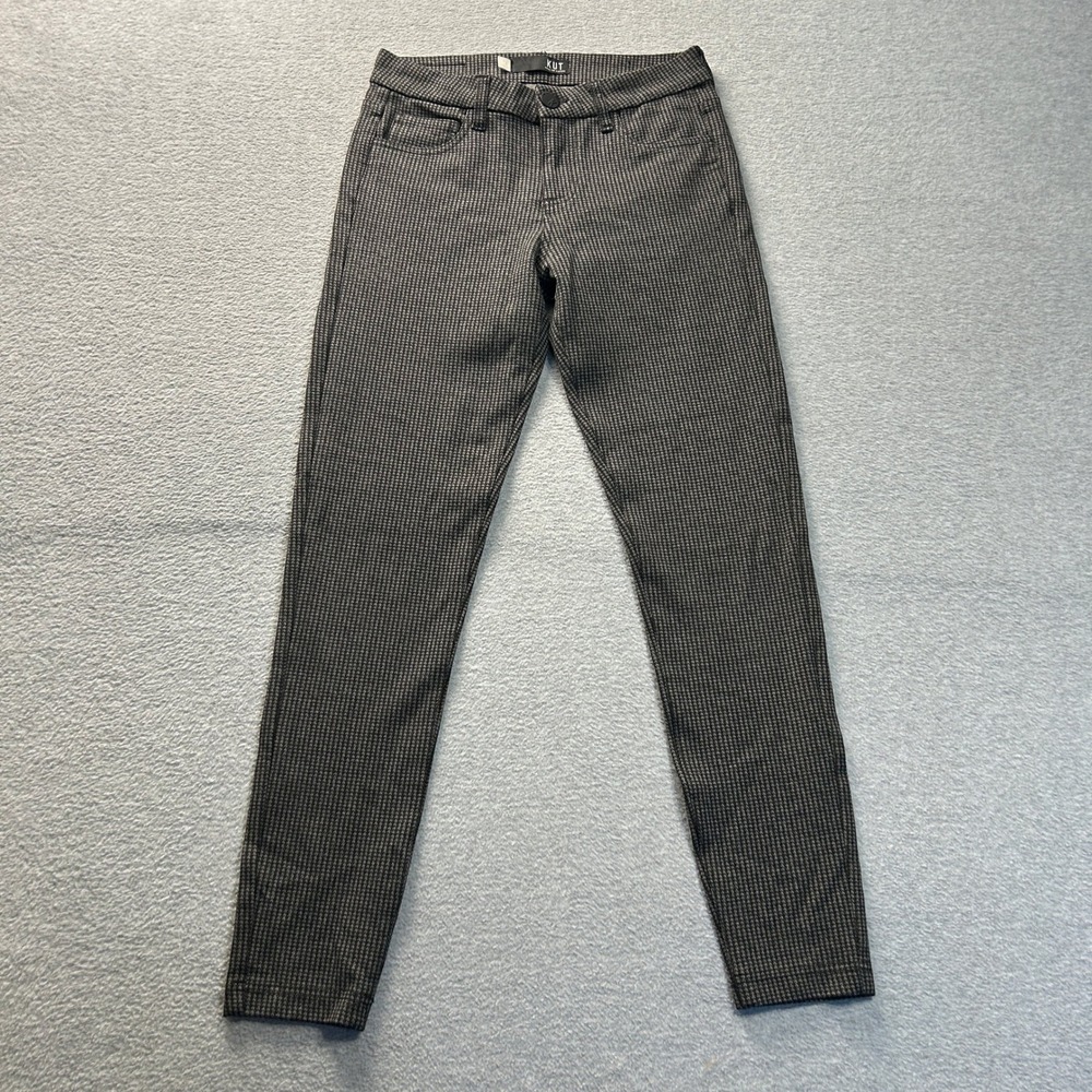 KUT From The Kloth Donna Ankle Skinny Pants Womens 2 Black Gray Houndstooth